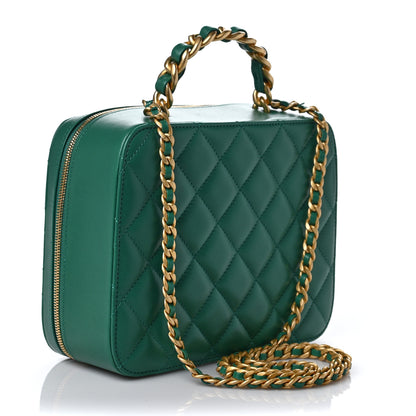 Chanel Lambskin Quilted Top Handle Vanity Case Green 2 of 8