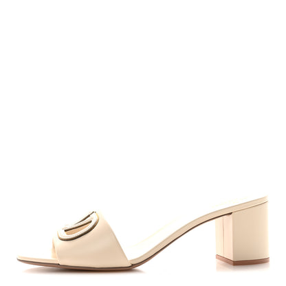Valentino Garavani Calfskin Vlogo Cut Out 60mm Slide Sandals 41 Light Ivory 1 of 9