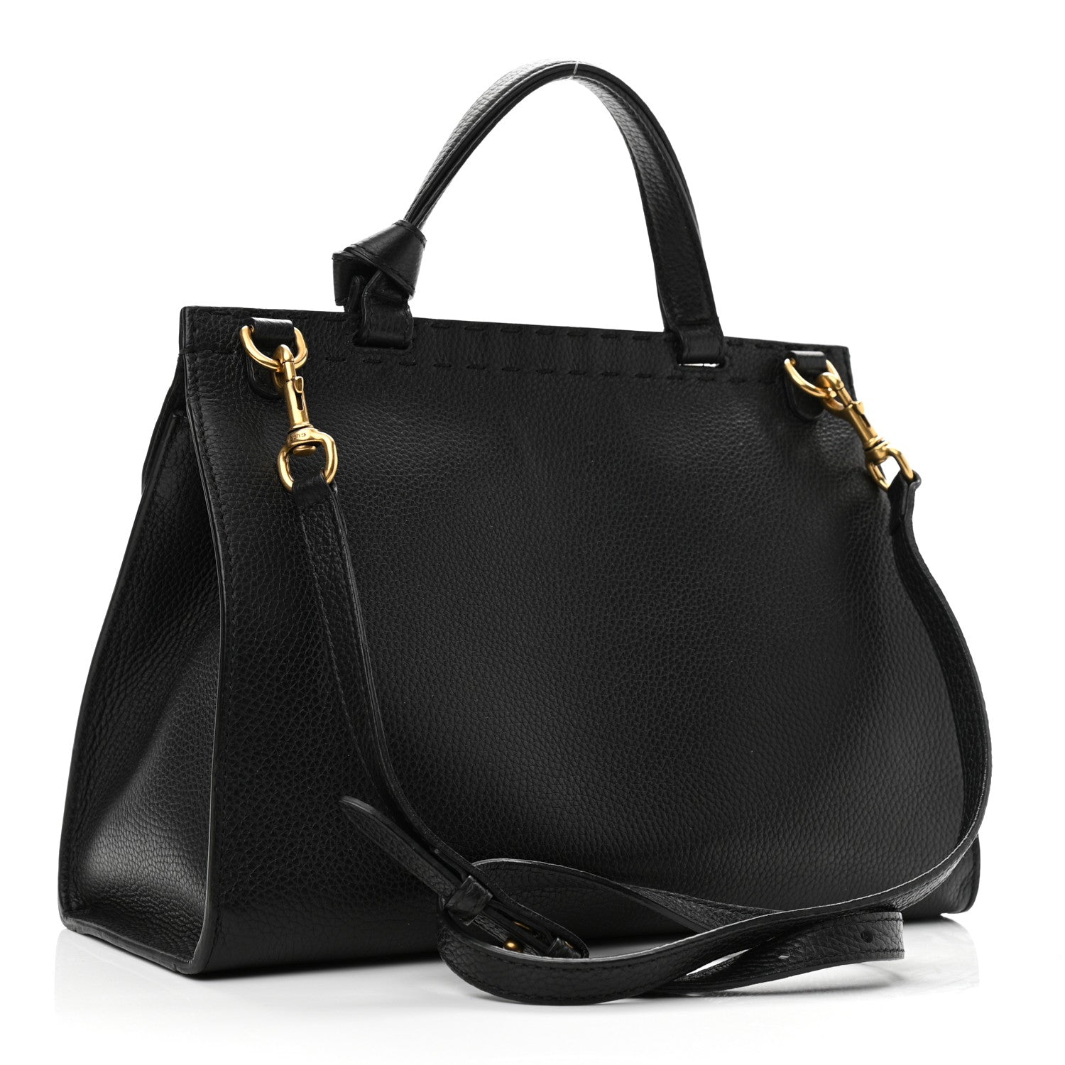 Gucci Calfskin Small GG Marmont Top Handle Bag Black 3 of 10