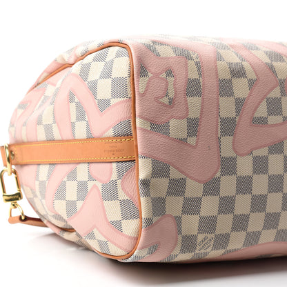 Louis Vuitton Damier Azur Tahitienne Speedy Bandouliere 30 Rose Ballerine 6 of 12