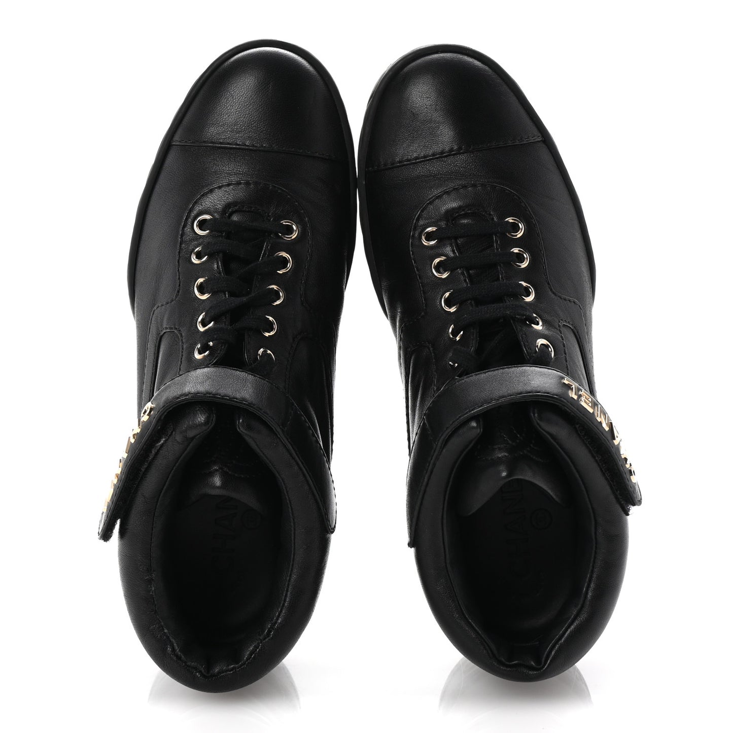 Lambskin Logo Strap Sneakers 40 Black