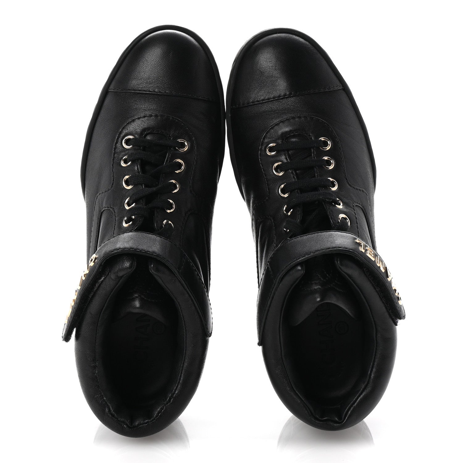 Chanel Lambskin Logo Strap Sneakers 40 Black 2 of 10