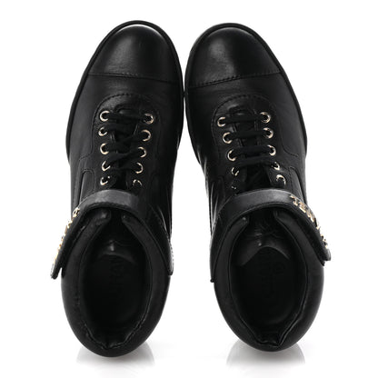 Chanel Lambskin Logo Strap Sneakers 40 Black 2 of 10