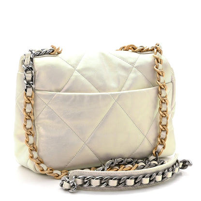 Chanel Iridescent Calfskin Quilted Medium Chanel 19 Flap White 3 of 11