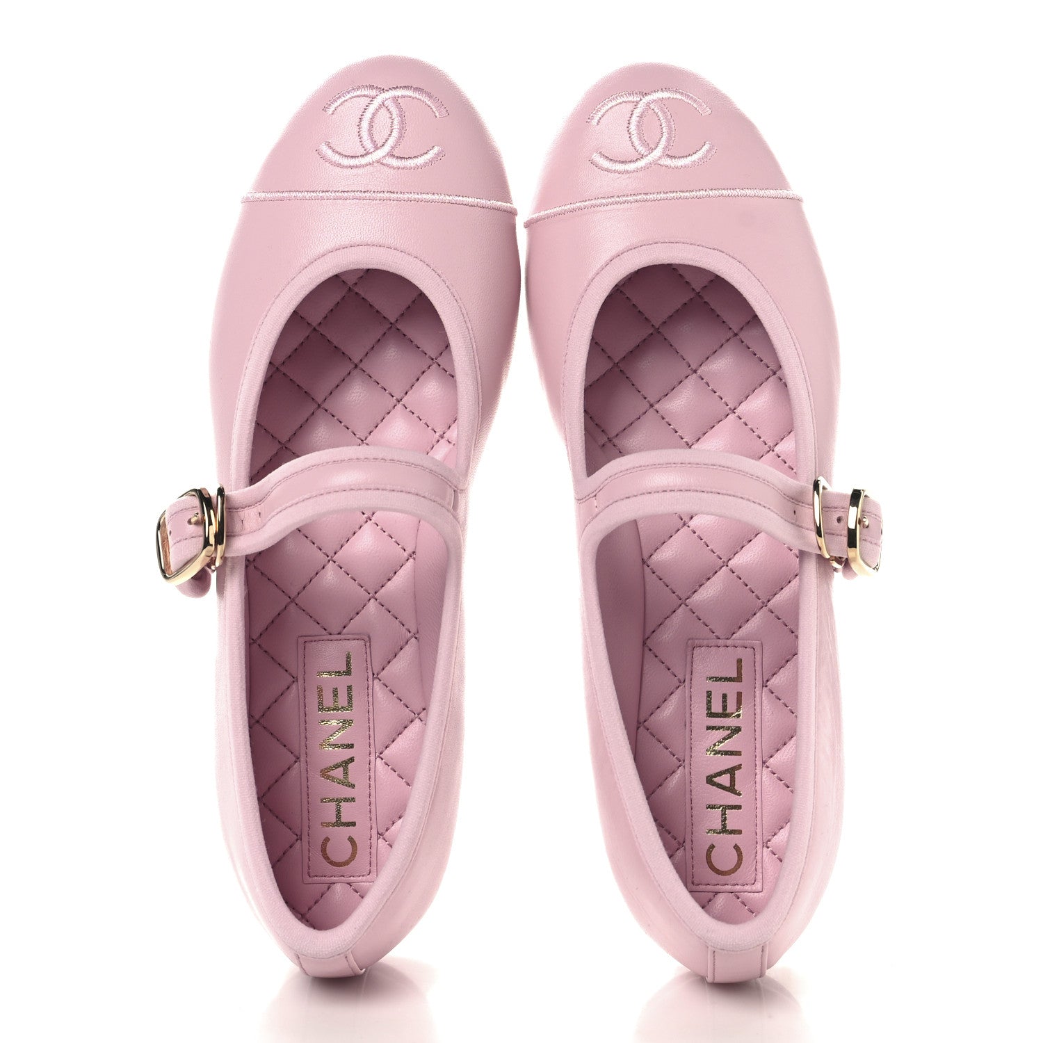 Chanel Lambskin Mary Jane Flats 36 Light Pink 2 of 10