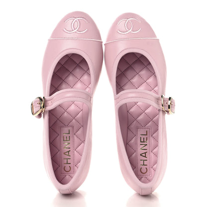 Chanel Lambskin Mary Jane Flats 36 Light Pink 2 of 10