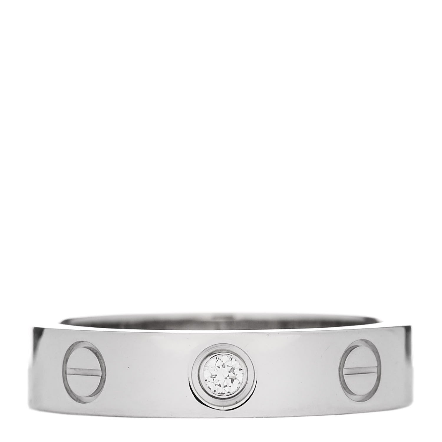 Cartier 18K White Gold Diamond 4mm LOVE Wedding Band Ring 49 5 1 of 4