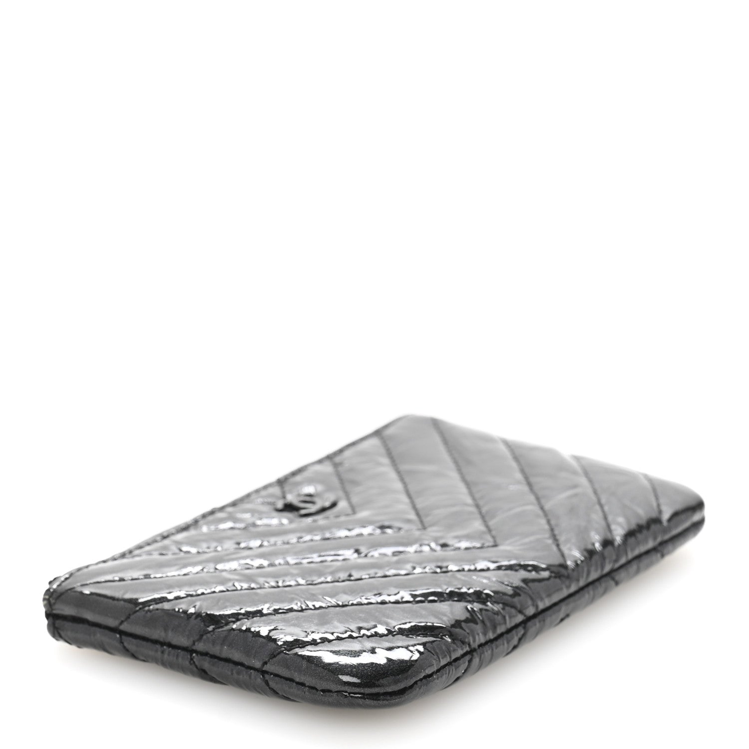 Chanel Patent Chevron Quilted Small Reissue Cosmetic Case So Black 4 of 8