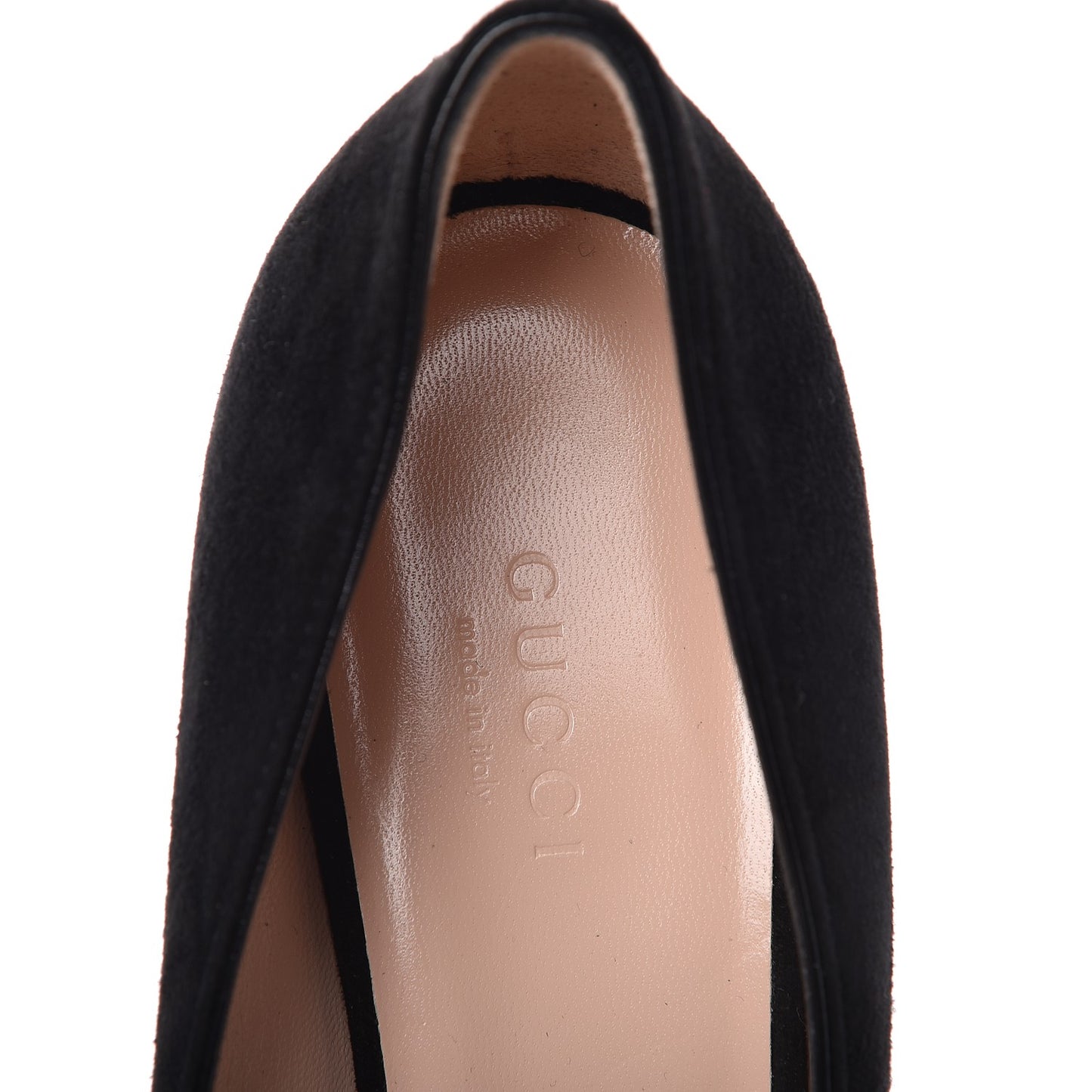 Kid Scamosciato GG Marmont Fringe 50mm Loafer Pumps 38 Black