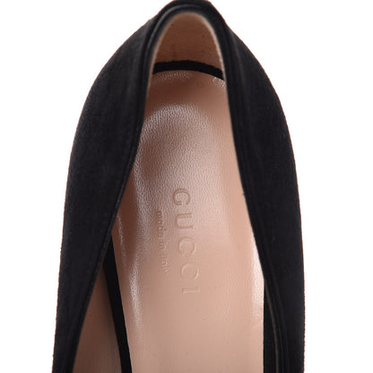 Gucci Kid Scamosciato GG Marmont Fringe 50mm Loafer Pumps 38 Black 7 of 9