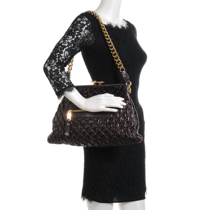 Marc Jacobs Calfskin Quilted Elastic Mina Stam Plum 2 of 9