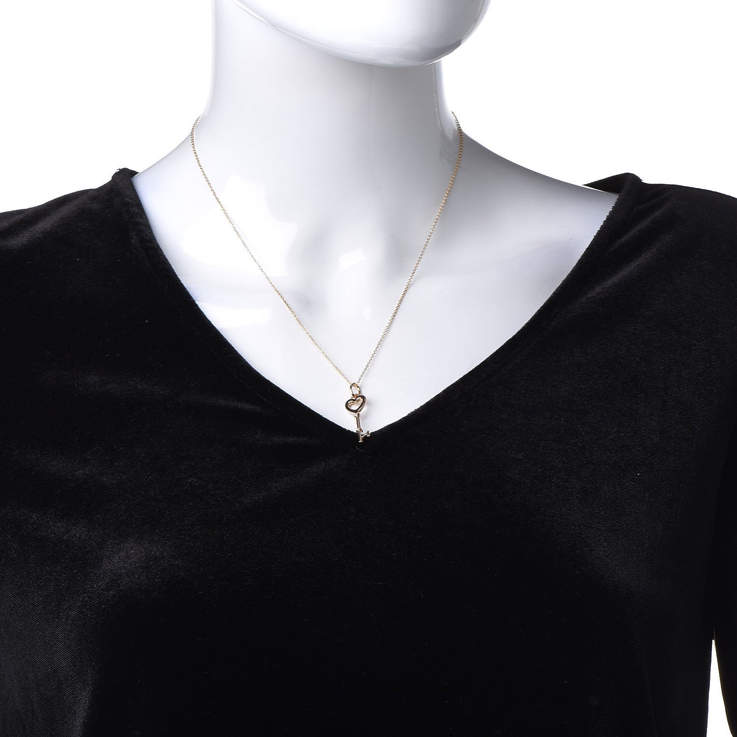 18K Rose Gold Mini Heart Key Pendant Necklace