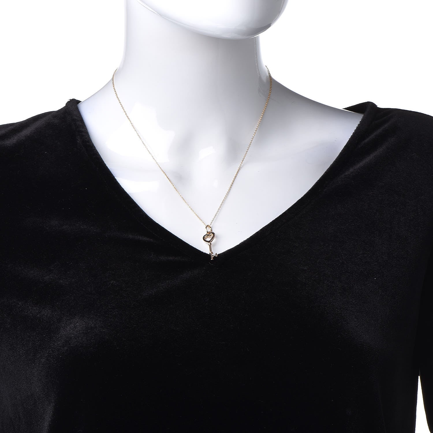 Tiffany 18K Rose Gold Mini Heart Key Pendant Necklace 2 of 6