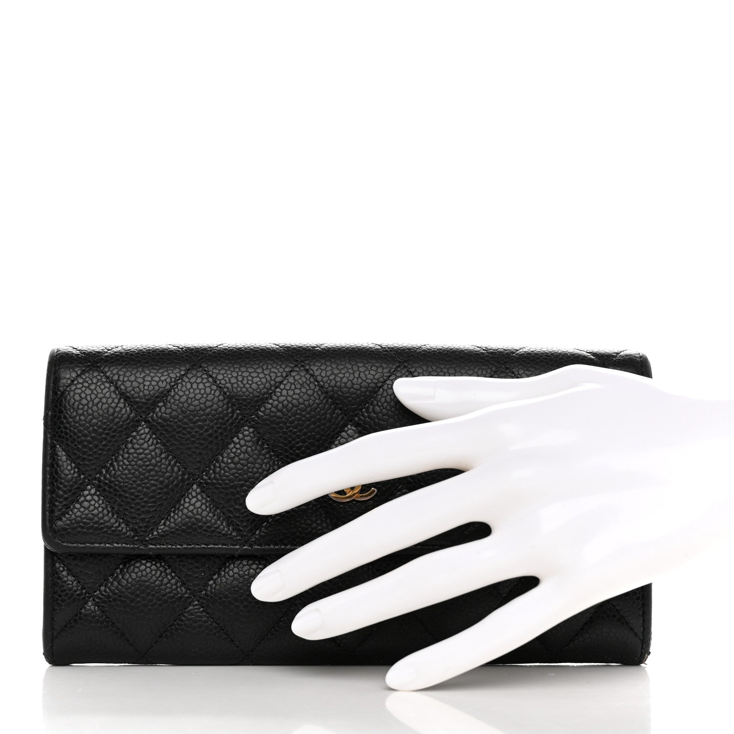 Chanel Caviar Quilted Large Gusset Flap Wallet Black 2 of 9