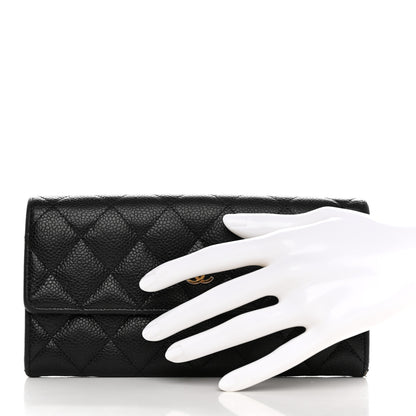 Chanel Caviar Quilted Large Gusset Flap Wallet Black 2 of 9