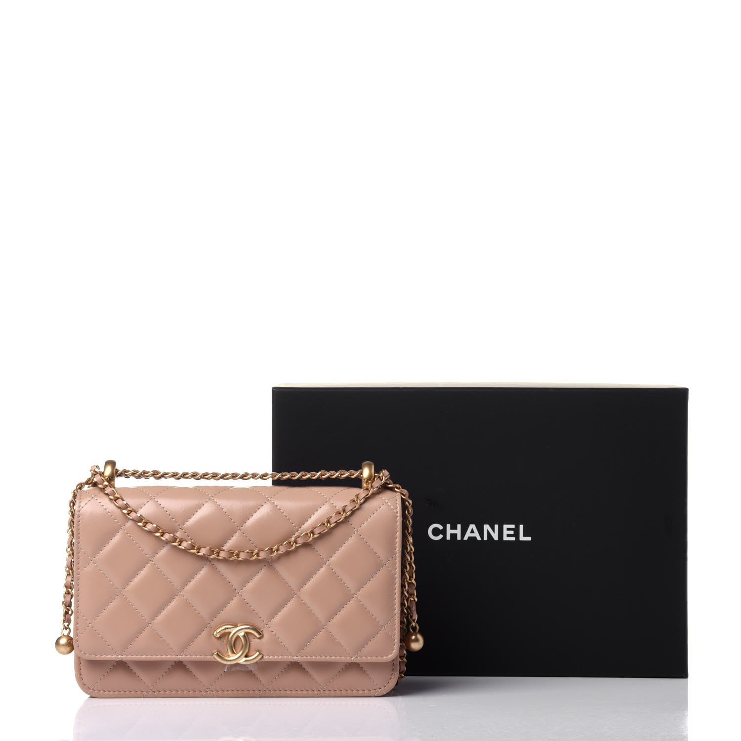 Chanel Calfskin Quilted Perfect Fit Wallet On Chain WOC Beige 15 of 15