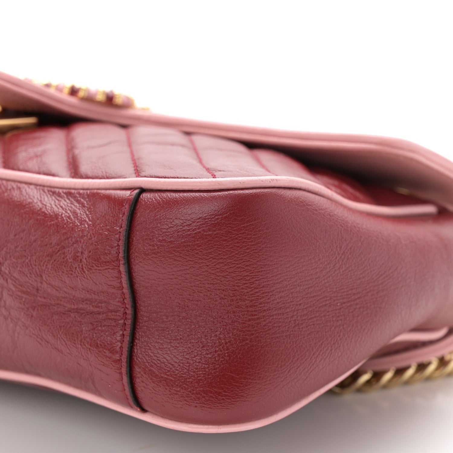 Gucci Azalea Calfskin Enamel Matelasse Diagonal Small Torchon GG Marmont Shoulder Bag New Cherry Red Wild Rose 10 of 11