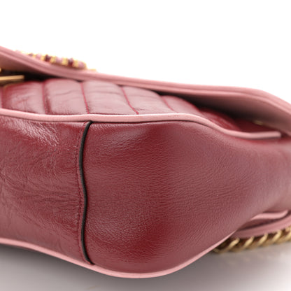 Gucci Azalea Calfskin Enamel Matelasse Diagonal Small Torchon GG Marmont Shoulder Bag New Cherry Red Wild Rose 10 of 11