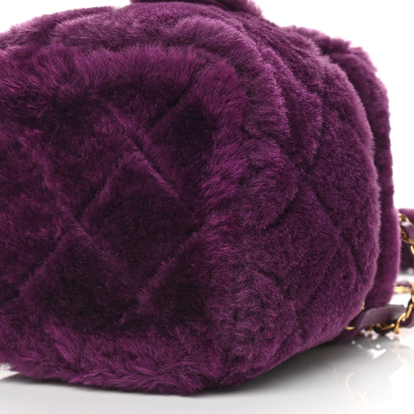 Shearling Lambskin Quilted Small Vanity Case Purple