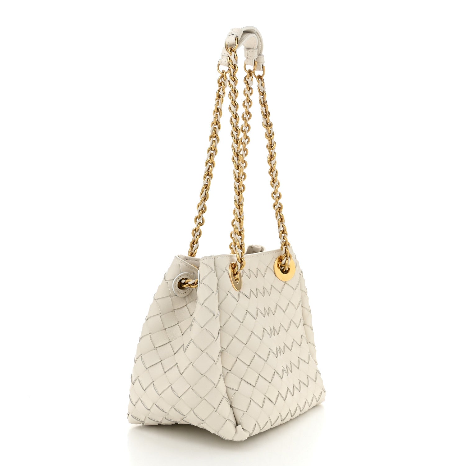 Bottega Veneta Nappa Intrecciato Small Parachute Chain Shoulder Bag Chalk 3 of 11