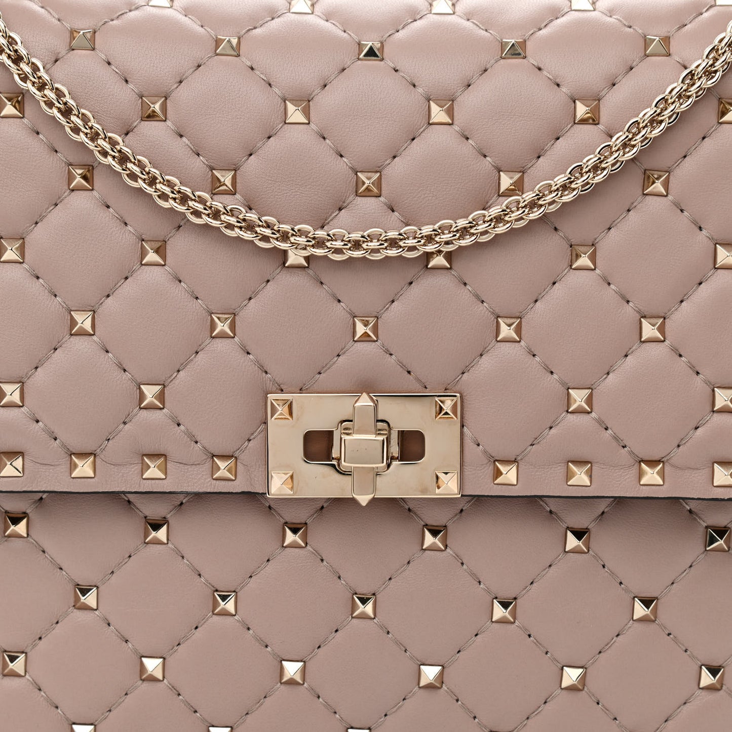 Nappa Large Rockstud Spike Shoulder Bag Poudre