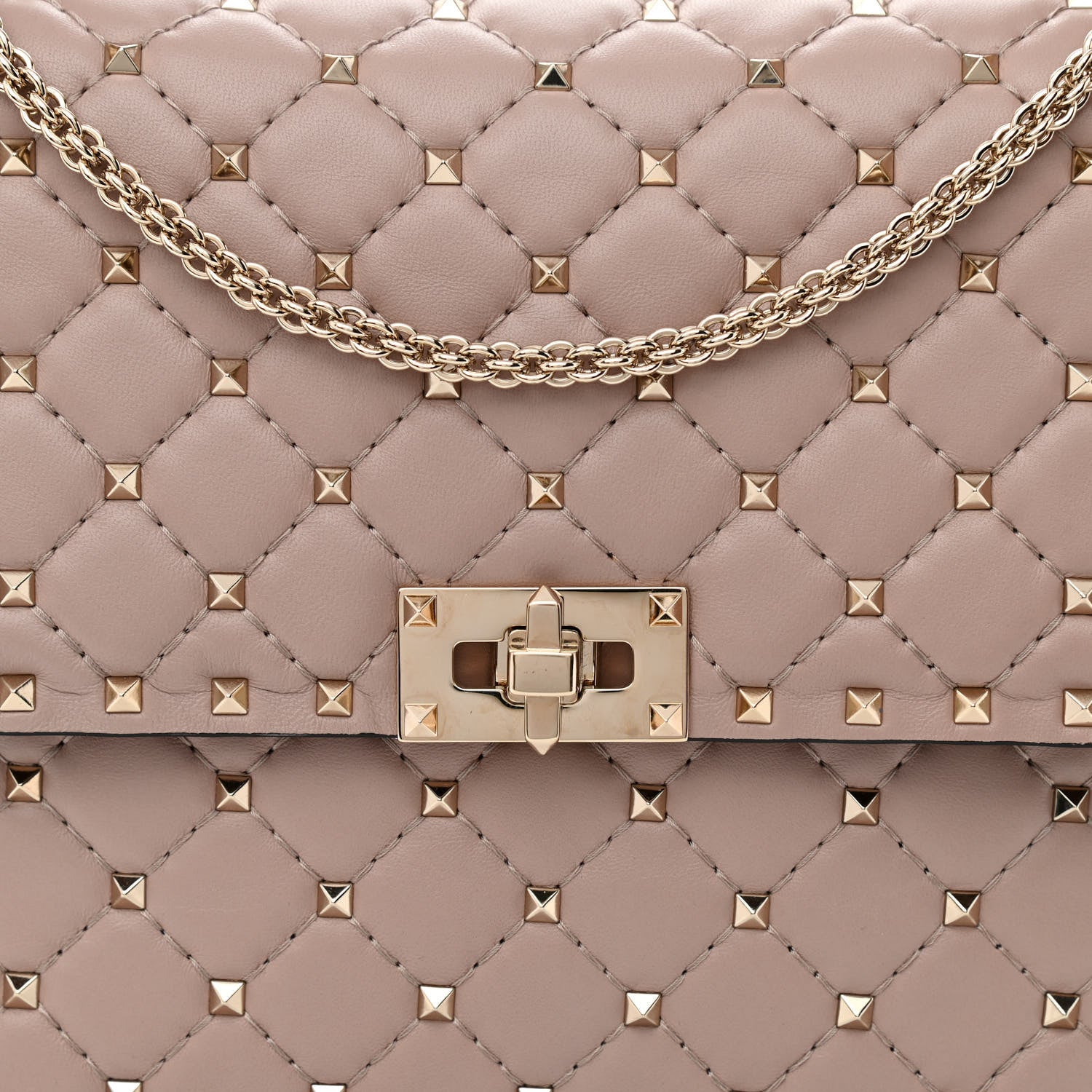 Valentino Garavani Nappa Large Rockstud Spike Shoulder Bag Poudre 9 of 11