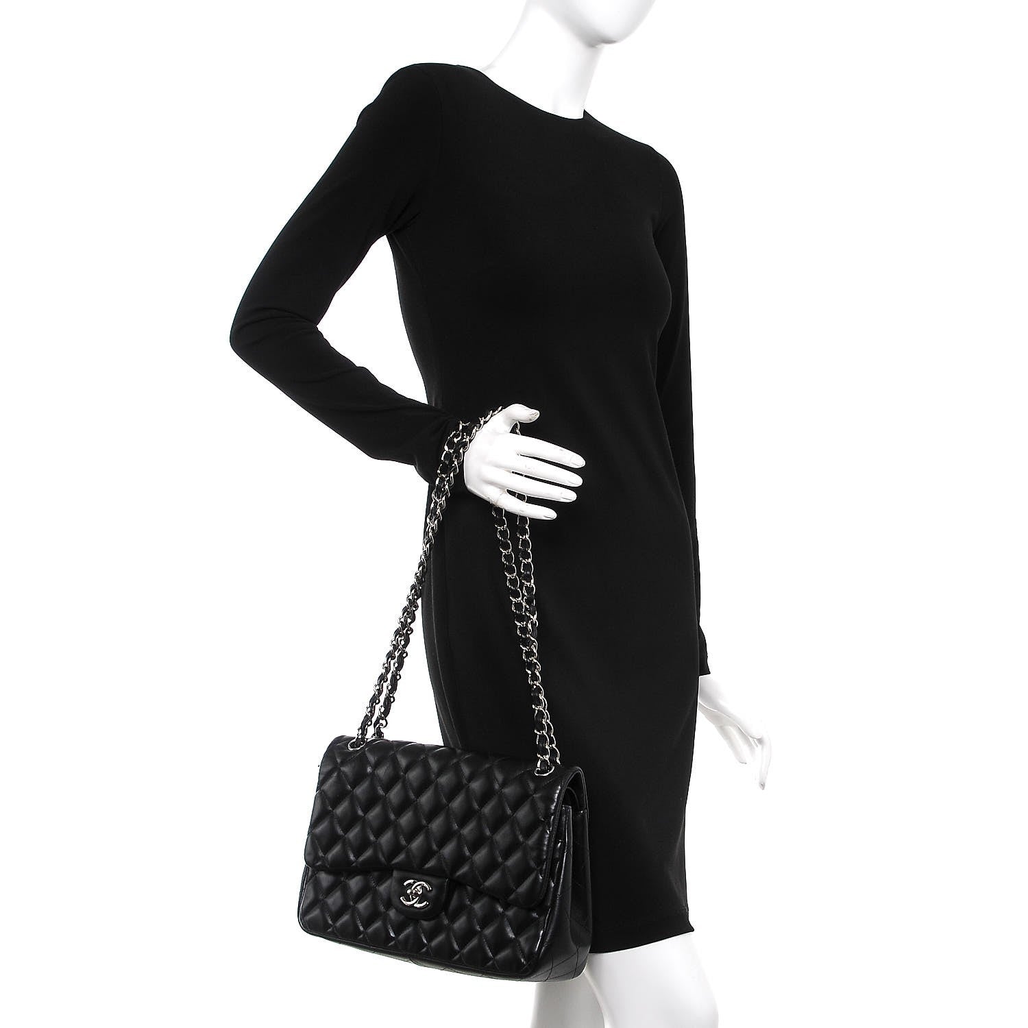 Chanel Lambskin Quilted Jumbo Double Flap Black 3 of 8