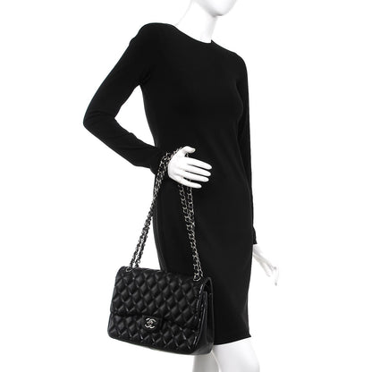 Chanel Lambskin Quilted Jumbo Double Flap Black 3 of 8