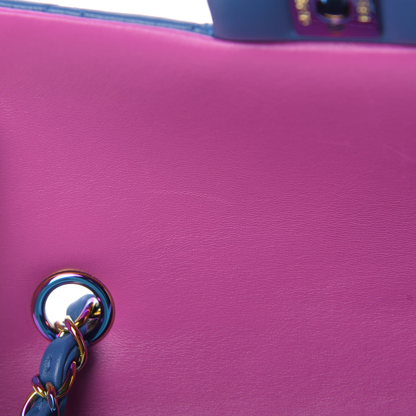 Lambskin Quilted Mini Rectangular Flap Blue Purple