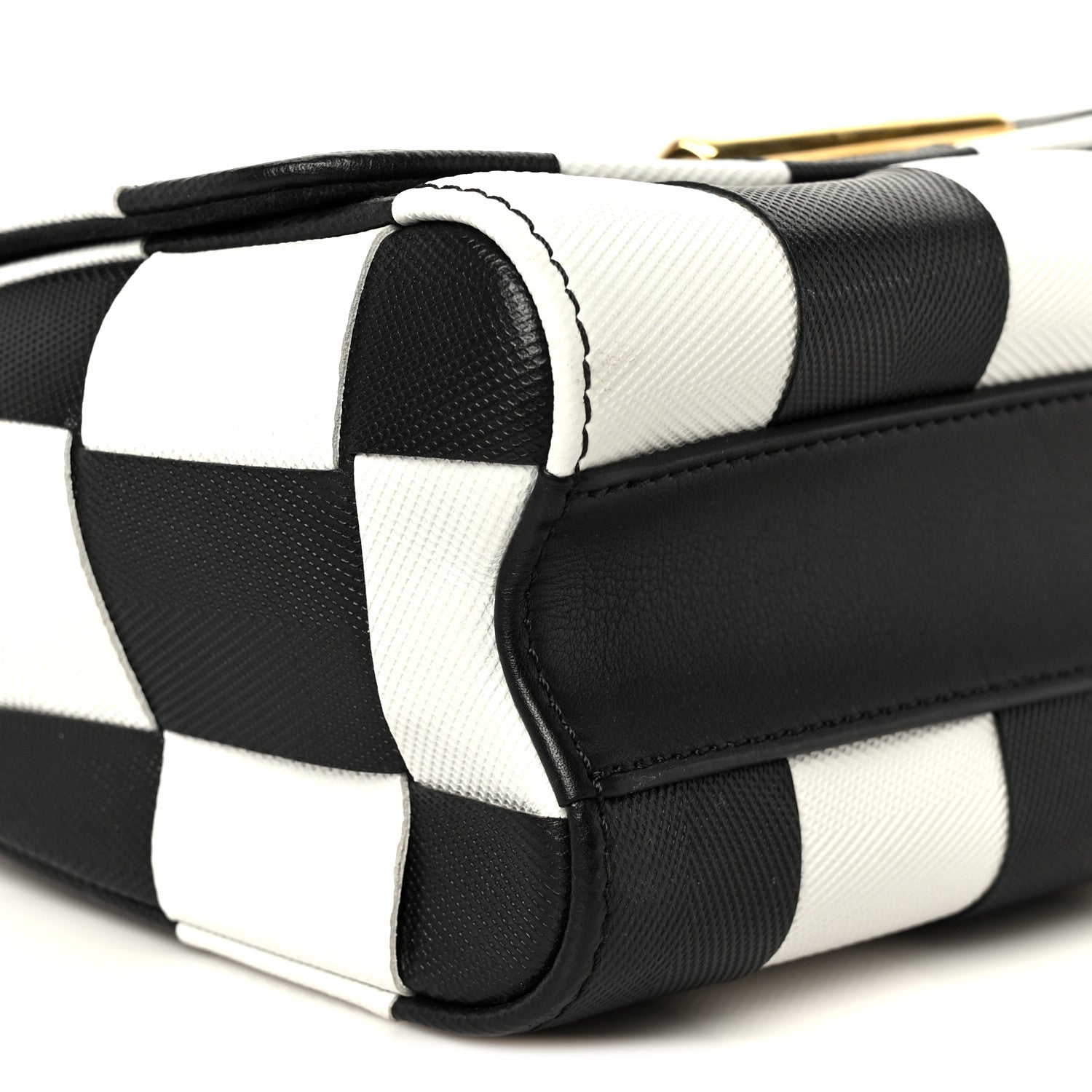 Louis Vuitton Calfskin Damier Tressage Twist Shoulder Bag MM Black White 9 of 10