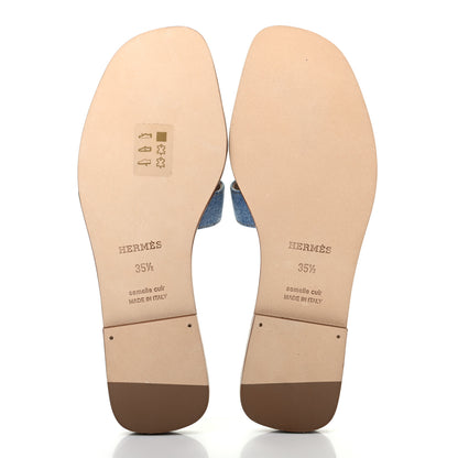 Hermes Denim Canvas Oran Sandals 35.5 Bleu Clair 5 of 7