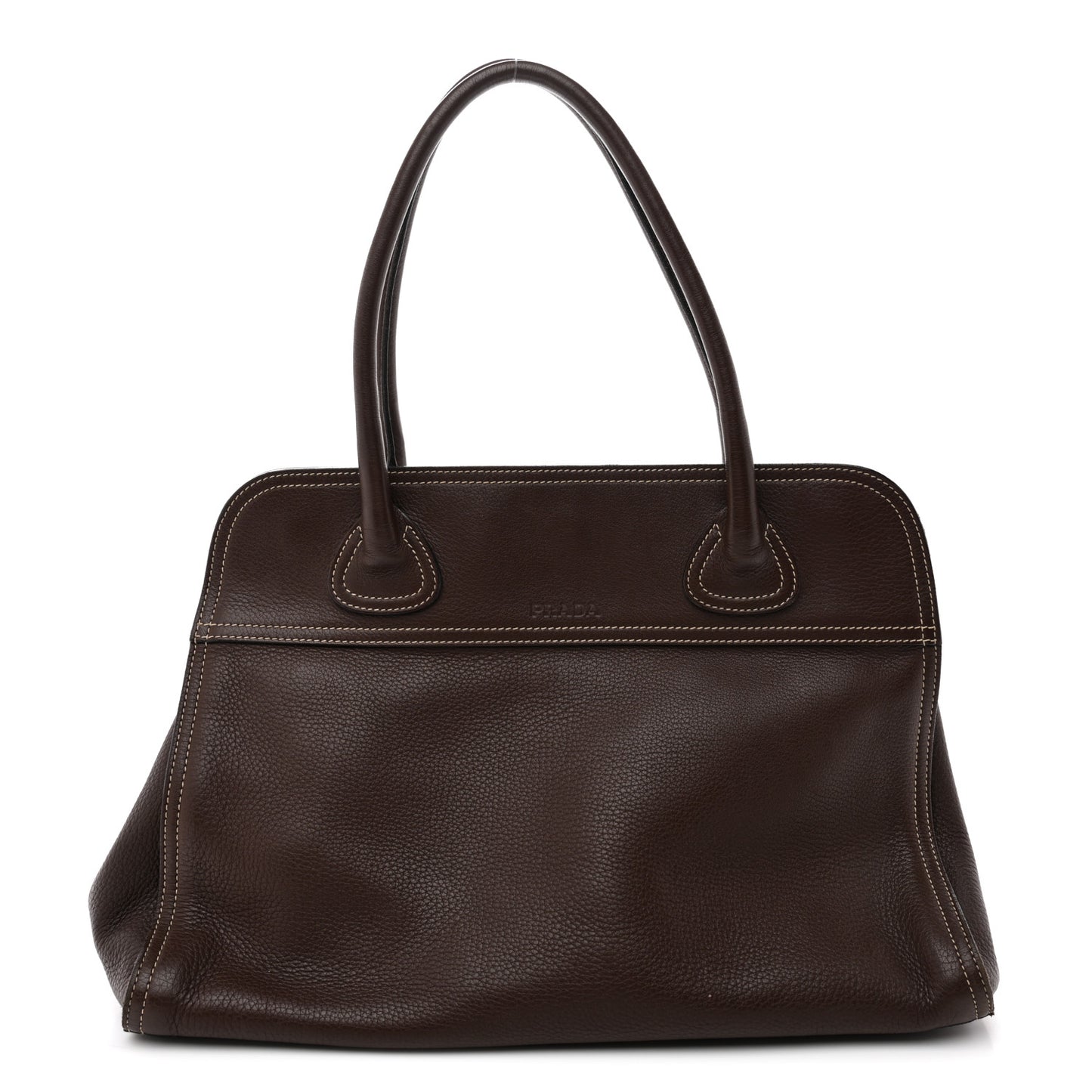 Vitello Daino Frame Shoulder Bag Brown