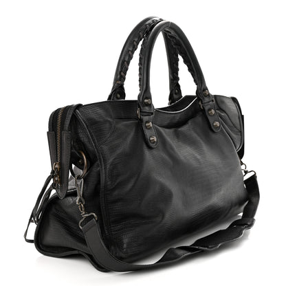 Balenciaga Calfskin Lizard Embossed Classic Hardware City Black 3 of 14