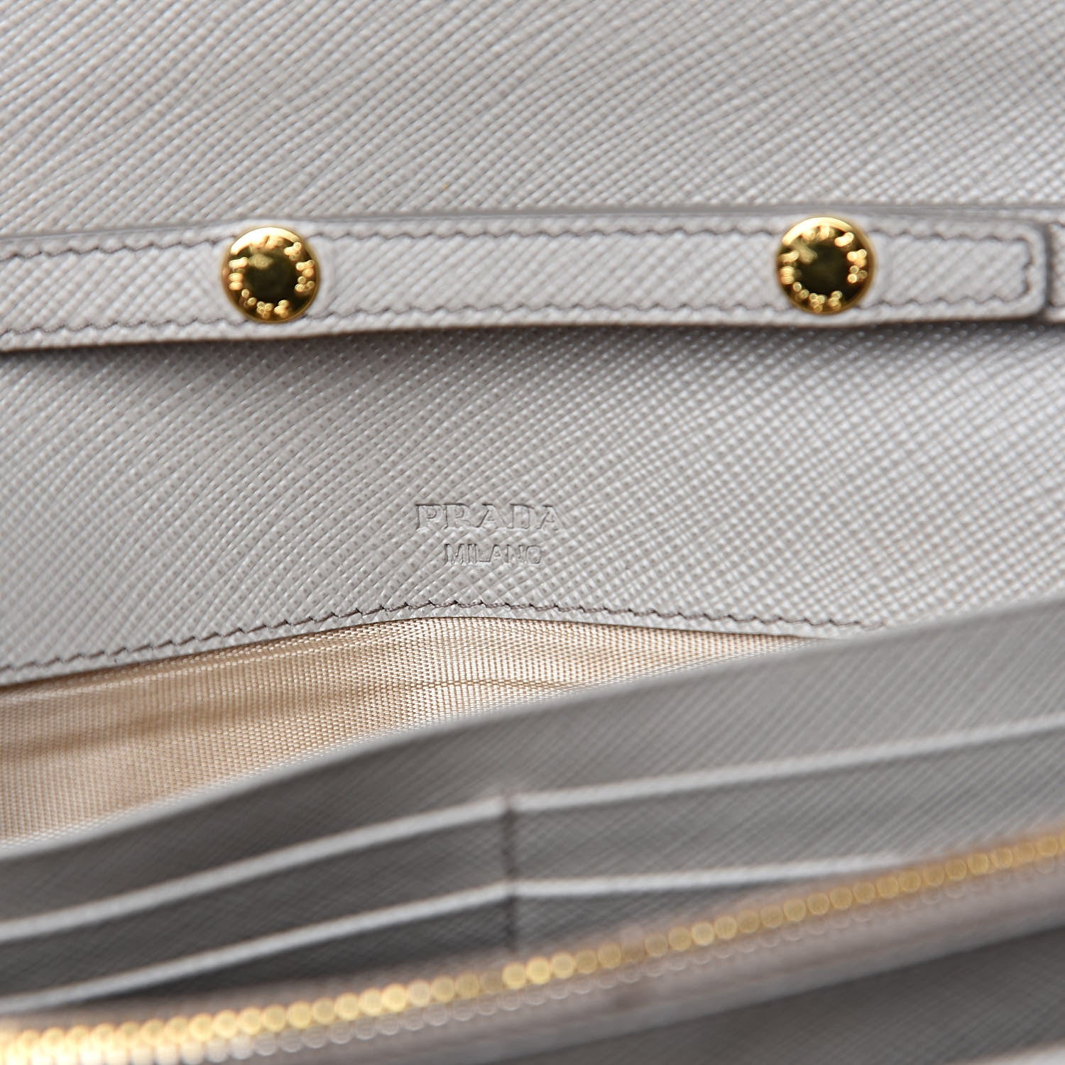 Prada Saffiano Metal Oro Chain Wallet Argilla 6 of 13