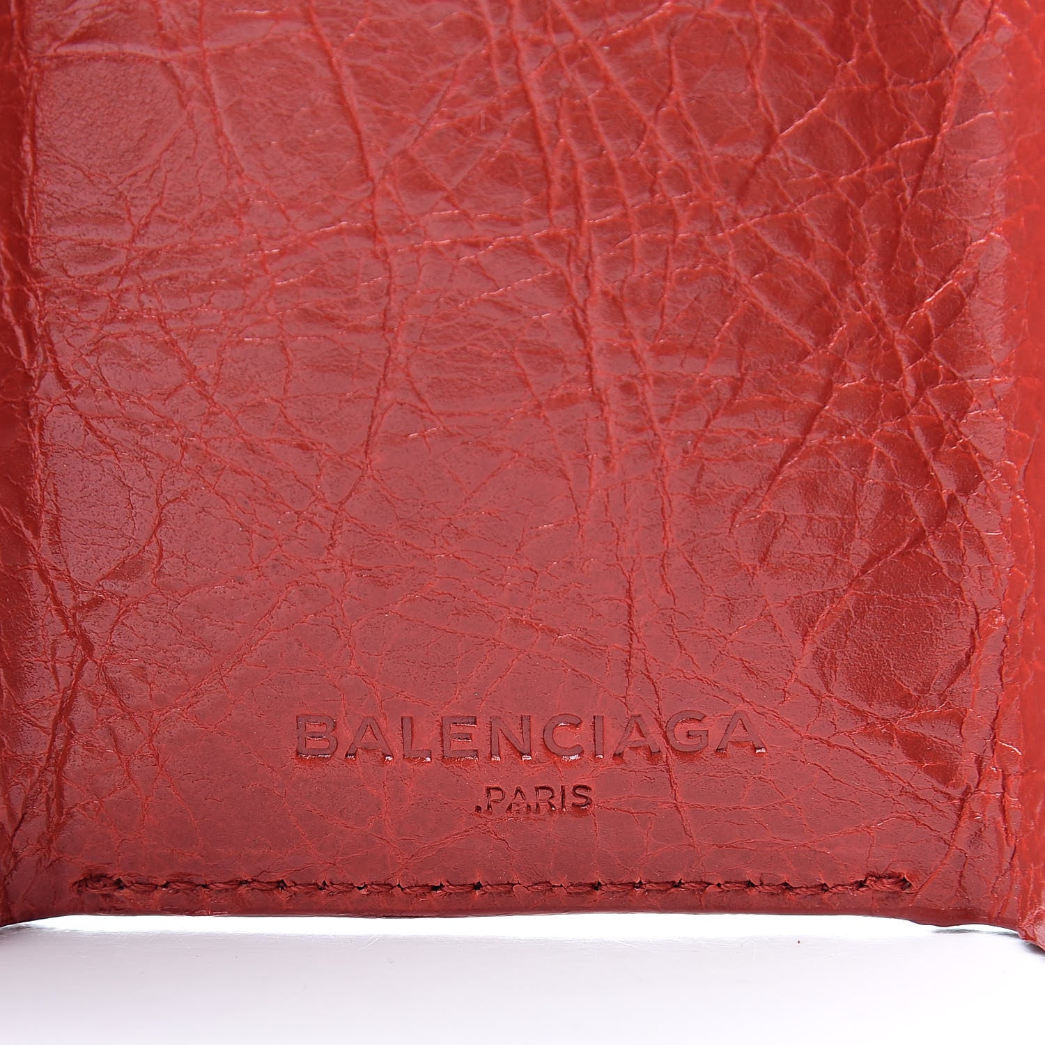 Balenciaga Agneau Arena Classic Hardware Mini Wallet Rouge Groseille 6 of 8