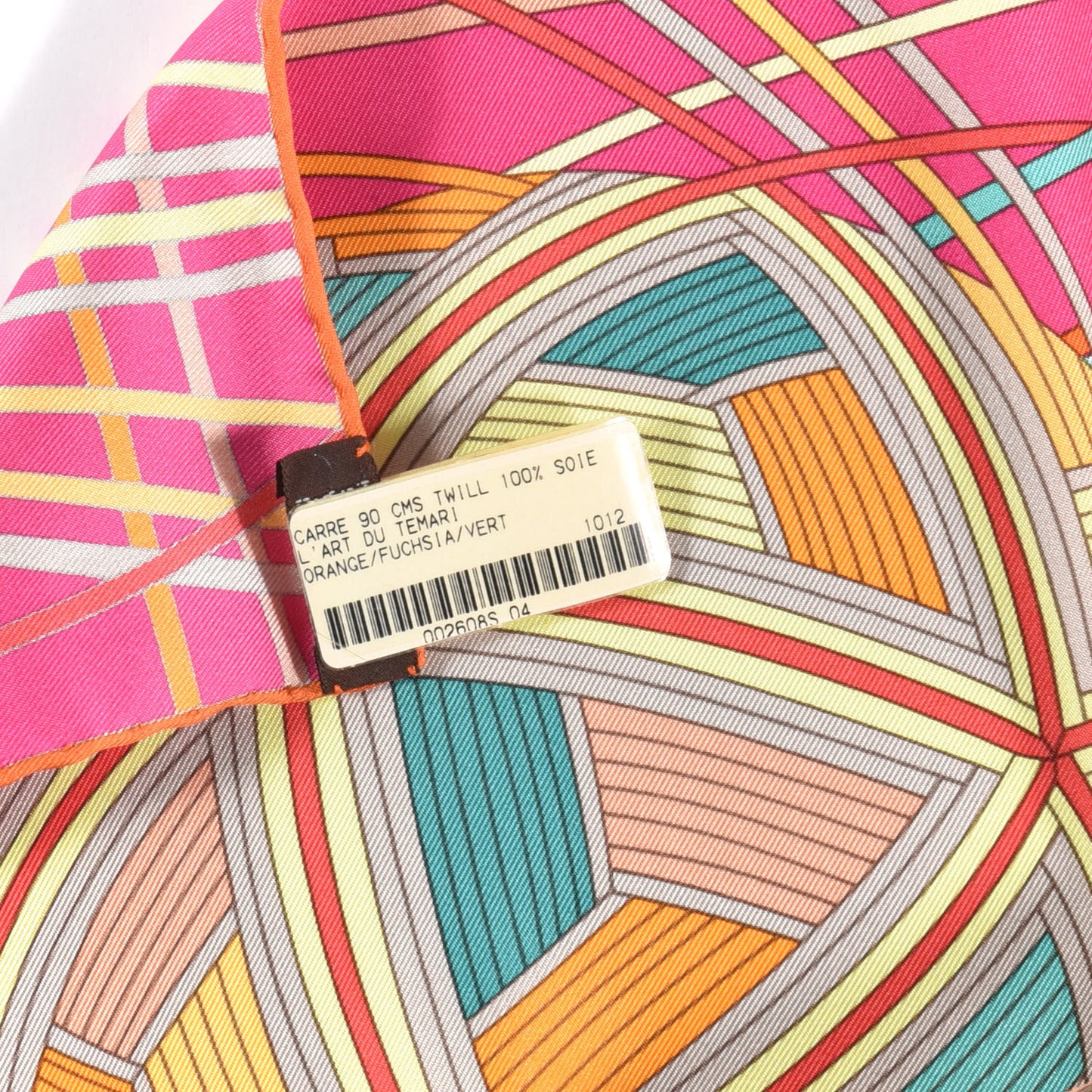 Silk L'Art Du Temari Scarf 90 Orange Fuchsia Vert