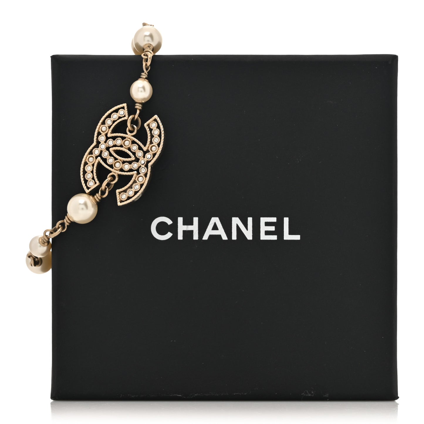 Pearl Crystal CC Bracelet Gold