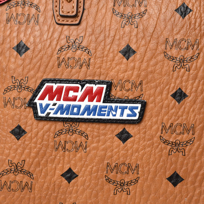 MCM Visetos Medium Anya Essential Victory Patch Shopper Tote Cognac 17 of 19