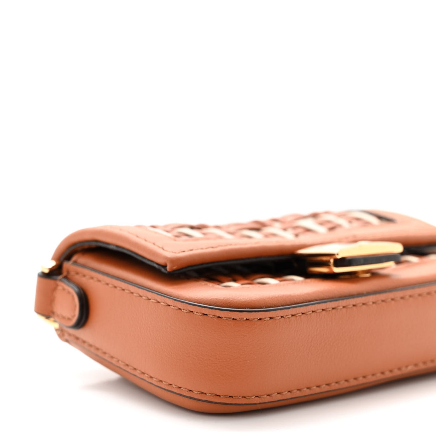 Nappa Vitello Grace Micro FF Intreccio Nano Baguette Charm Brandy Camelia