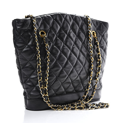 Chanel Lambskin Quilted Shopper Tote Black 2 of 9