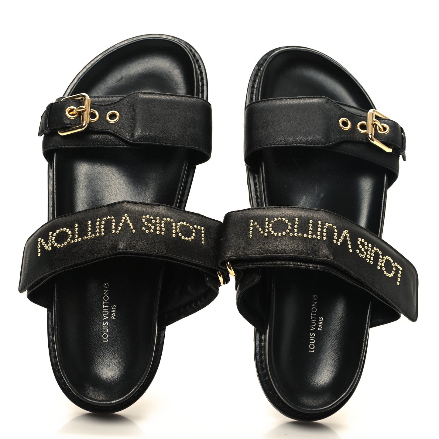 Lambskin Studded Paseo Flat Comfort Mule 38.5 Black