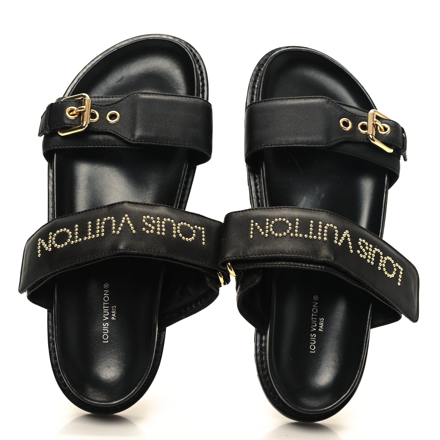 Louis Vuitton Lambskin Studded Paseo Flat Comfort Mule 38.5 Black 2 of 11