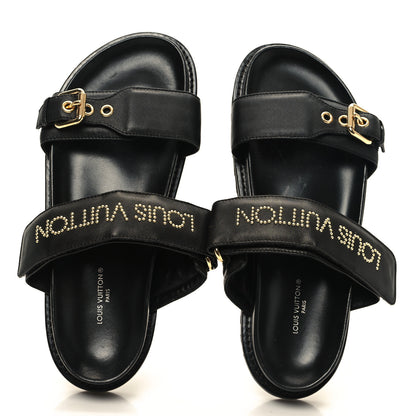 Louis Vuitton Lambskin Studded Paseo Flat Comfort Mule 38.5 Black 2 of 11