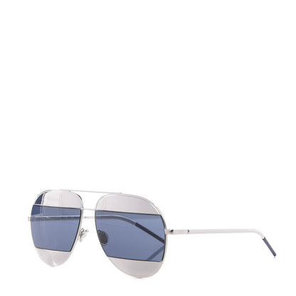 Christian Dior Split 1 Aviator Sunglasses Silver Blue 1 of 7
