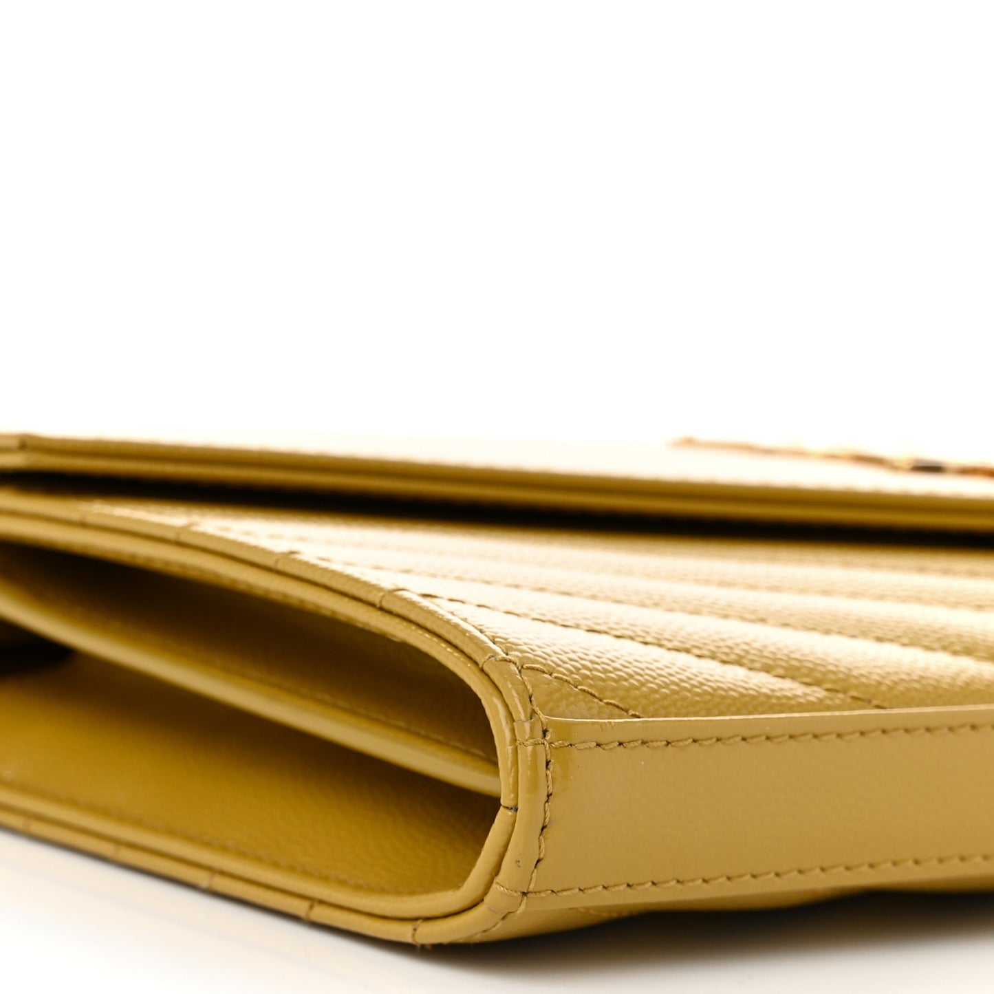 Grain De Poudre Matelasse Chevron Monogram Chain Wallet Light Chartreuse