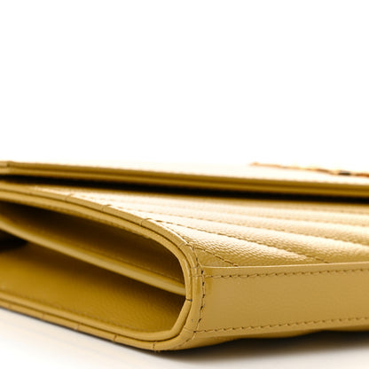 Saint Laurent Grain De Poudre Matelasse Chevron Monogram Chain Wallet Light Chartreuse 9 of 10