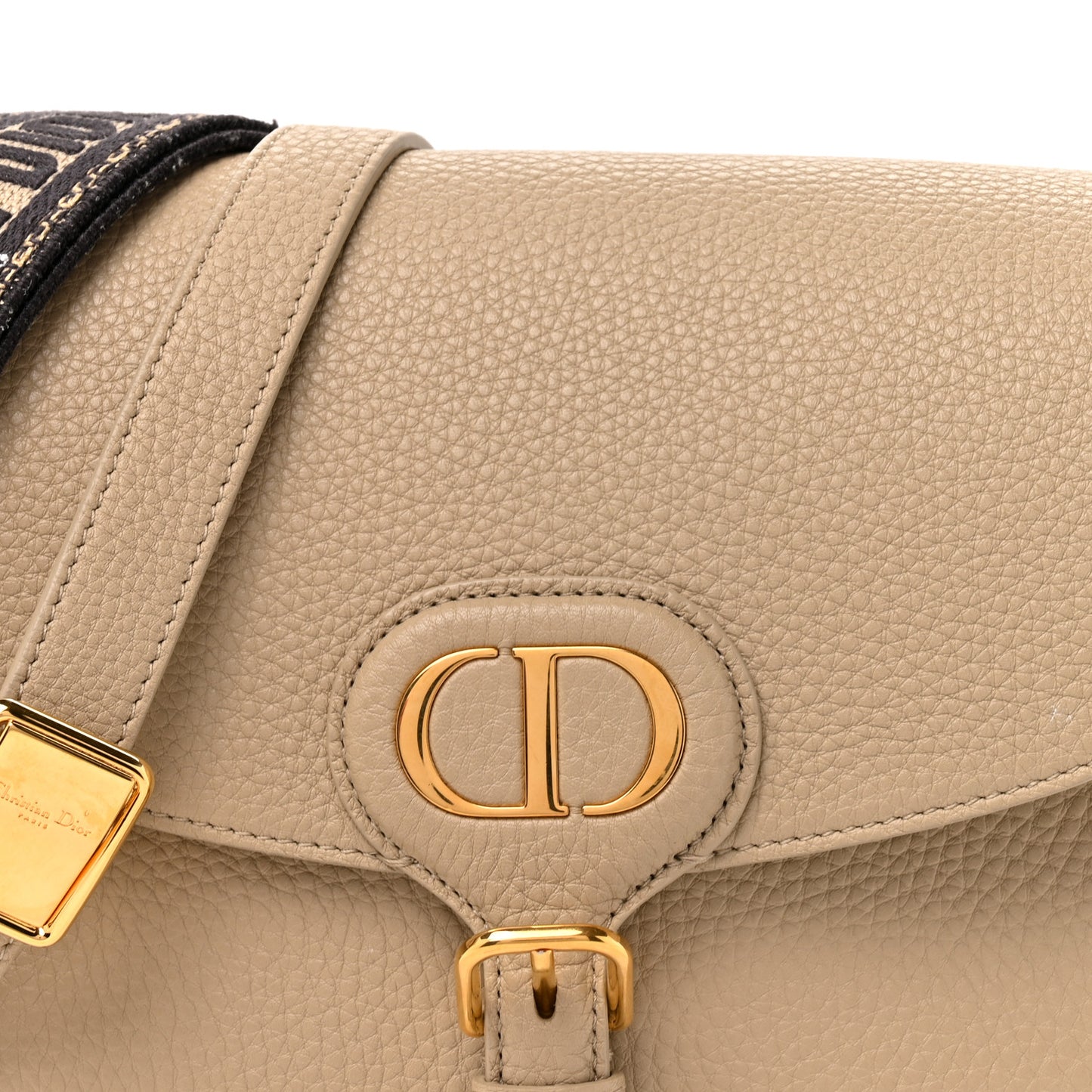 Grained Calfskin Large Bobby Flap Beige