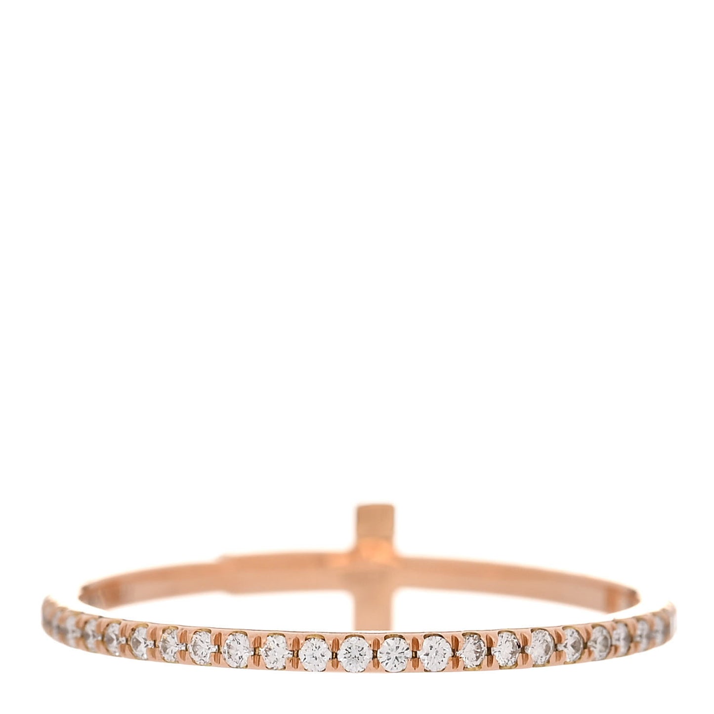 18K Rose Gold Diamond T Wire Pave Ring 54 7