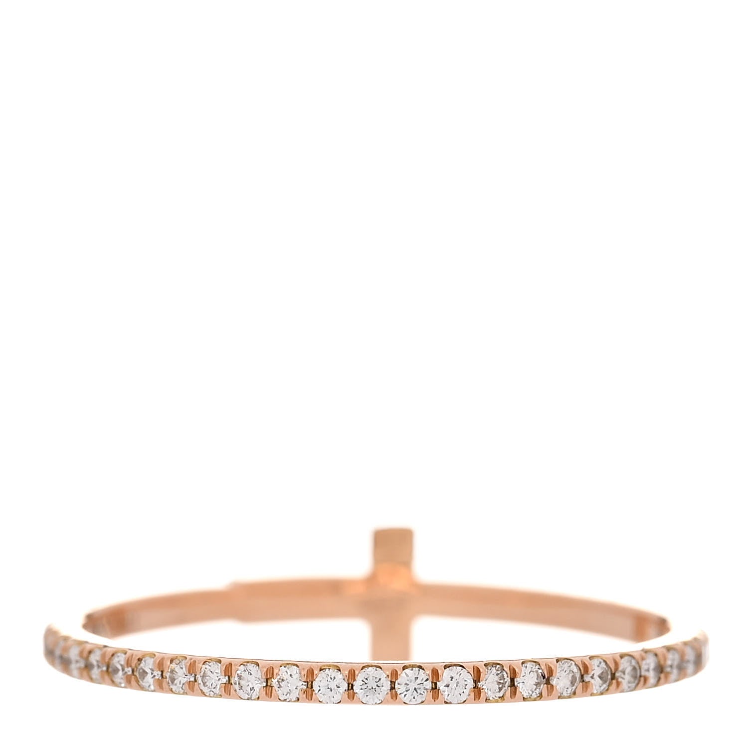 Tiffany 18K Rose Gold Diamond T Wire Pave Ring 54 7 4 of 4