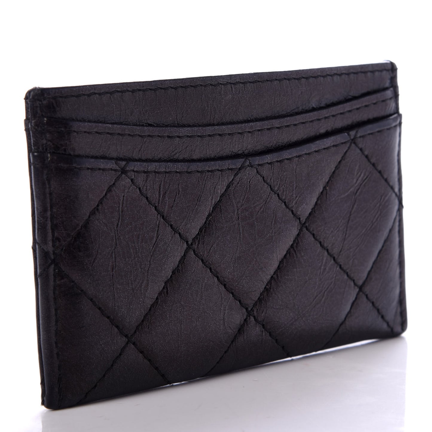 Aged Calfskin Quilted Reissue Card Holder Black